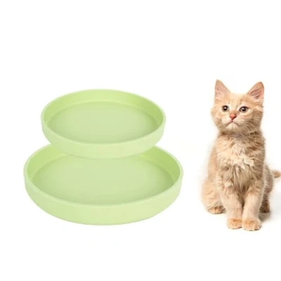 Abbildung von Lollanda Futternapf für Katzen 2er Set,Silikon Futterschale,Trinkschale oval,Silikonnapf breit Trockenfutter und Nassfutter (Hellgrün)