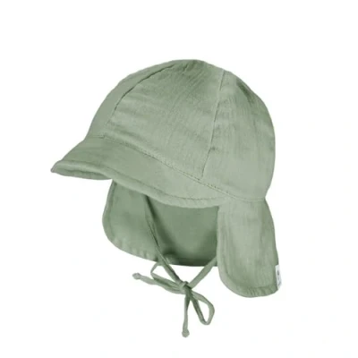 Abbildung von maximo GOTS Baby Schildmütze, Band Musselinstoff, Nackenschutz, Futter, UV 43 frostgrün