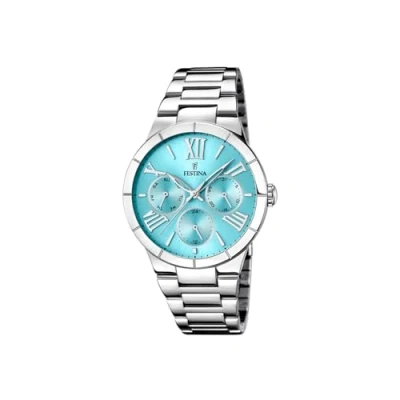 Abbildung von Festina Multifunktionsuhr Damenuhr Edelstahl silber, (Multifunktionsuhr), Damen Armbanduhr rund, Edelstahlarmband Casual
