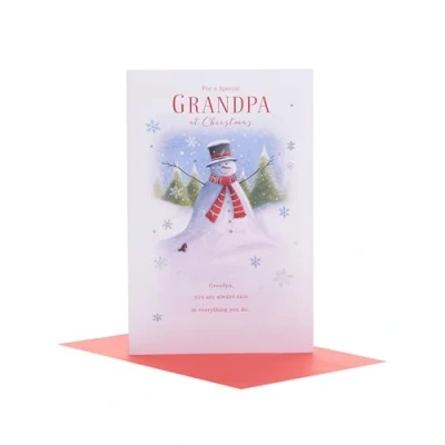 Abbildung von UK Greetings Opa Weihnachtskarte, Weihnachtskarte für Ihn, Schneemann Opa, von Enkelkindern
