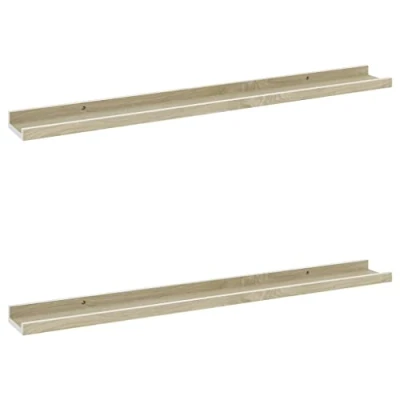 Abbildung von vidaXL 2X Wandregal Bücherregal Wandboard Schweberegal Hängeregal Dekoregal Freischwebend Regal Büroregal Wandablage Weiß Sonoma Eiche 80x9x3cm