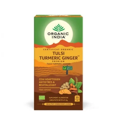 Abbildung von Organic India Tulsi Kurkuma Ingwertee Bio (25 Beutel) Reform