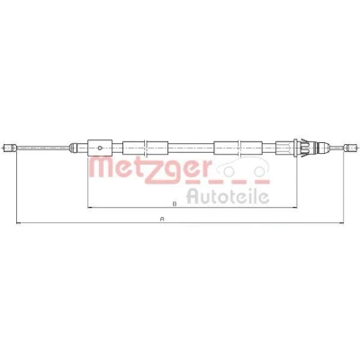 Abbildung von METZGER 10.4657 Handbremsseil hinten links 1860/1645 Scheibenbremse COFLE CITROËN: Xsara Picasso
