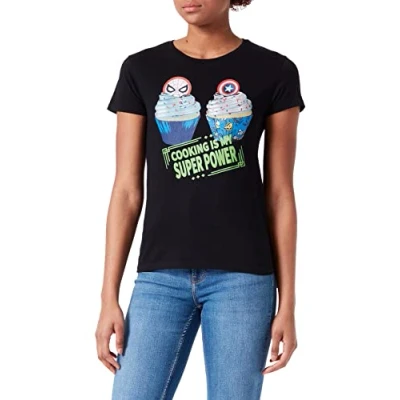 Abbildung von Marvel Damen womarcots036 T Shirt, Schwarz, XXL