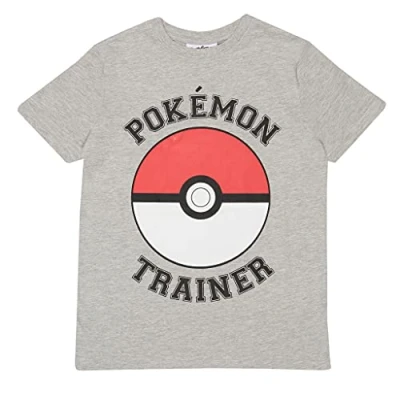 Abbildung von Pokemon Trainer Poke Ball T Shirt, Kinder, 104 170, Heather Grey, Offizielle Handelsware