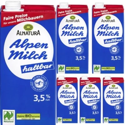 Abbildung von Alnatura Alpenmilch haltbar 3,5% Fett Milch Haltbare 1000 mililiter x 6 Stück