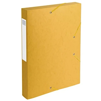 Abbildung von Exacompta 14006H 10er Pack Premium Sammelboxen mit Gummizug 40 mm breit aus extra starkem Colorspan Karton Rückenschild für DIN A4 Archivbox Heftbox Dokumentenbox Zeichenbox Sammelmappe gelb