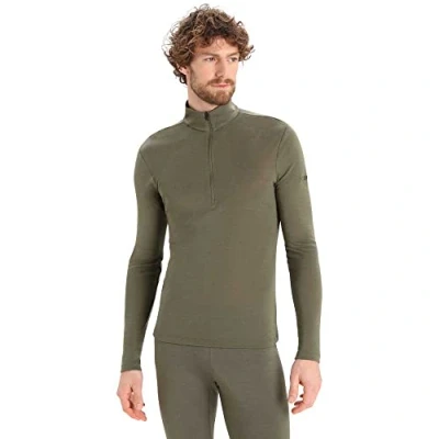 Abbildung von Icebreaker Herren Everyday Langarmshirt mit halben Reißverschluss Funktionsshirt 100% Merinowolle Base Layer Loden, XXL