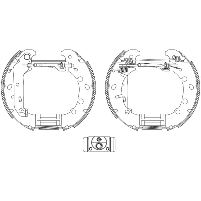 Abbildung von TEXTAR Shoe Kit Pro 84057300 Bremsensatz, Trommelbremse mit Radbremszylinder, Stellelement FORD: FIESTA Mk5 Limousine, 5 Van, Puma