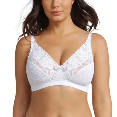 Abbildung von Playtex Damen Flower Elegance ohne Bügel BH, weiß, 80C