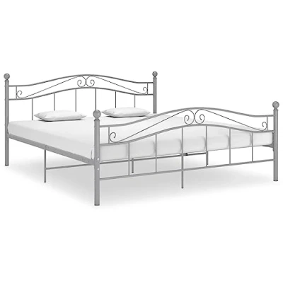 Abbildung von vidaXL Bett mit Lattenrost Metallbett Bettgestell Doppelbett Schlafzimmerbett Ehebett Bettrahmen Schlafzimmermöbel Grau Metall 140x200cm