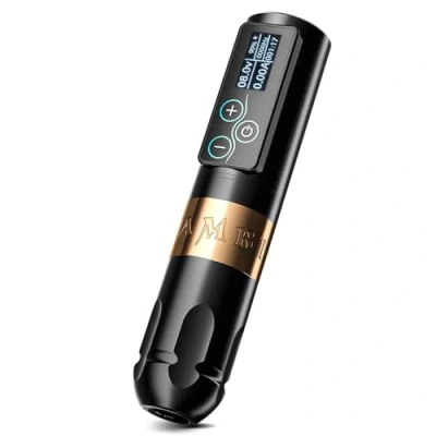 Abbildung von Ambition Vibe Tätowiermaschine Akku Stift mit rotierender Patrone und 2400 mAh, Touch Tasten, LED Digitalanzeige, kabelloser Stromversorgung, bürstenloser Motor für professionelle Künstler