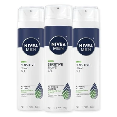 Abbildung von NIVEA Men Sensitive Rasiergel schützt empfindliche Haut vor Shave Irritation 7 Unzen Dose (3er Pack)