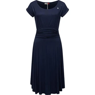 Abbildung von Ragwear Sommer Ivone Solid Jerseykleid, Damen, Größe: Large, Navy