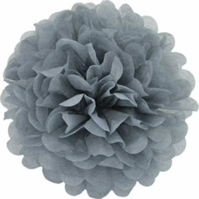Abbildung von Creativery 10 Papier Pompons 35cm NEU (hell Silber/grau 012H) // Pompoms Bommel Kugel Seidenpapier Pom Deko Hängedeko Raumdeko Blumen Pompon