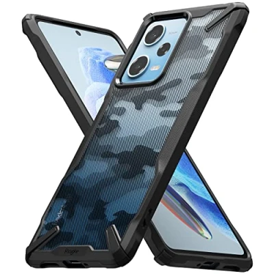 Abbildung von Ringke Fusion X Case Kompatibel mit Xiaomi Redmi Note 12 Pro 5G / Poco X5 Hülle, Strapazierfähiger TPU Stoßfänger 3D Militär Muster Rückseite Handyhülle Camo Black