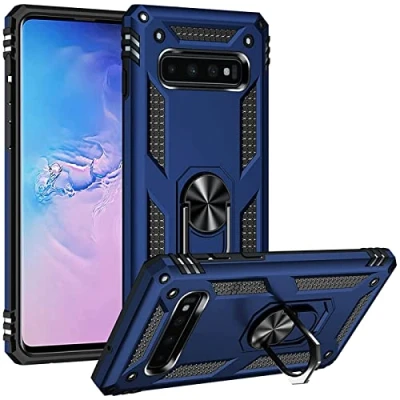Abbildung von Verco Hybrid Armor Shiel Case für Samsung Galaxy S10e Hülle, extrem robust mit Magnet Fingerring Halter Handyhülle Panzerhülle, Blau