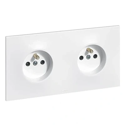 Abbildung von Legrand leg91332 Neptune Steckdose mit Erdung Doppelsteckdose, 3680 W, 230 V, weiß