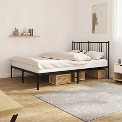 Abbildung von vidaXL Bettgestell mit Kopfteil Metall Schwarz 140x200 cm