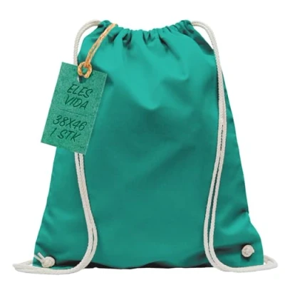 Abbildung von Baumwoll Turnbeutel 1 Stück 38 x 42 cm Sportbeutel Rucksack Stofftasche Bag, Beutel, Baumwollbeutel, Jutebeutel OEKO TEX® geprüft Stoffbeutel Damen &amp; Herren, Kinder Gym Sack zum bemalen in Smaragd