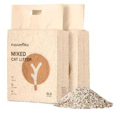 Abbildung von FUKUMARU Tofu Katzenstreu 5.4 kg, Klumpstreu für Katzen, Gemischtes Apfelholzpellets, Staubfrei und Leicht klumpend, Geruchskontrolle, spült in der Toilette, Geringe Rückstände