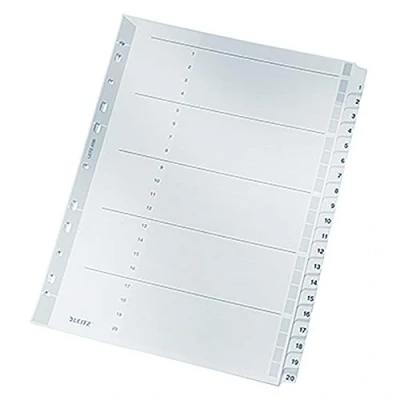 Abbildung von Leitz Kartonregister 1 20, A4, Karton, 20 Blatt, grau, 43260000