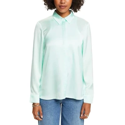 Abbildung von Esprit Viscose Sateen Blouse Hemdbluse, Damen, Größe: 38, Light aqua green