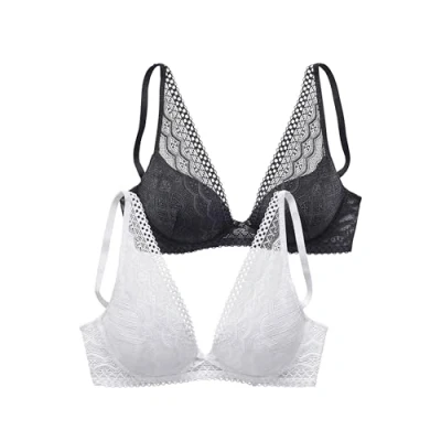 Abbildung von Lascana 2 PACK Triangel BH, Damen, Größe: 70AA, Schwarz weiß