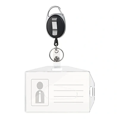 Abbildung von Vicloon Ausweishüllen, 1 Stück ID Kartenhalter mit Retractable Schlüssel Jojo, Ausweishalter Clip, Aus Plastik Hartplastik, Horizontal/Vertikal 2 Arten Zum Tragen, für Badge Holder