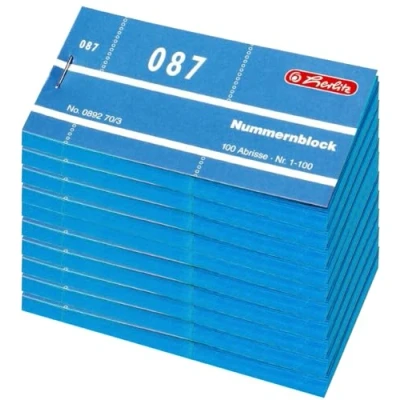 Abbildung von Herlitz Nummernblöcke 1 1000/892703 105x50 mm sortiert Inh.1x10Stück (Blau)