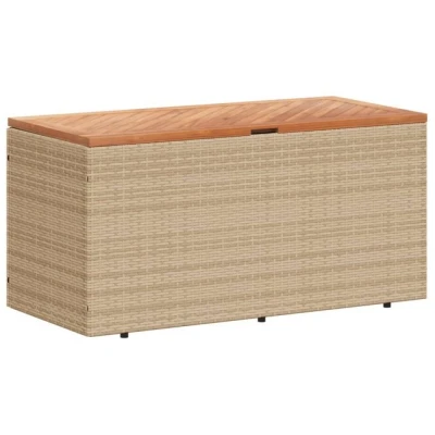 Abbildung von vidaXL Gartenbox Gartentruhe Beige 110x50x54 cm Poly Rattan nholz