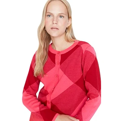 Abbildung von Trendyol Damen Regular Standard Rundhals Strickwaren Strickjacke Pullover, Rose, M