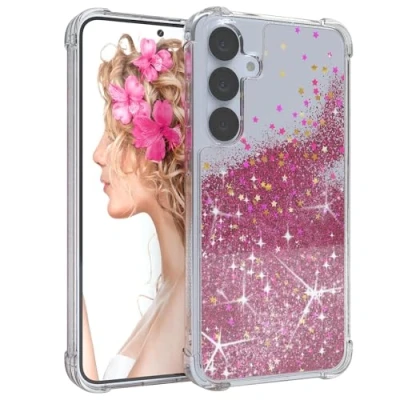 Abbildung von EAZY Case Glitzer Hülle kompatibel mit Galaxy S25 Plus Handyhülle für Silikon leichtes Shiny Cover stoßfestes Phone als Fallschutz in Liquid Pink