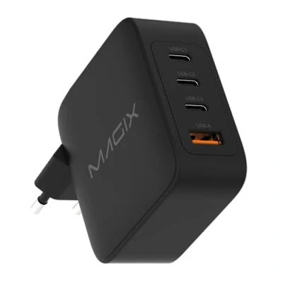 Abbildung von Magix 140W 4 Port Ladegerät, USB C GaN PD Power Delivery, 3 x und 1 A Ports, für MacBook Pro, Dell XPS, iPhone 14/13/12 Serie, iPad, Galaxy S23 Ultra, Switch mehr (EUR STECKER)