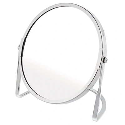 Abbildung von axentia 116921 Kosmetikspiegel, Badaccessoire und Deko, Tischspiegel für Küche Haushalt, Standspiegel mit Standfuß aus hochwertigem Metall, Spiegel als Wohnaccessoire Vergrößerung, ca. 16 x 9 17 cm, Ø Spiegelfläche 15 verchromt