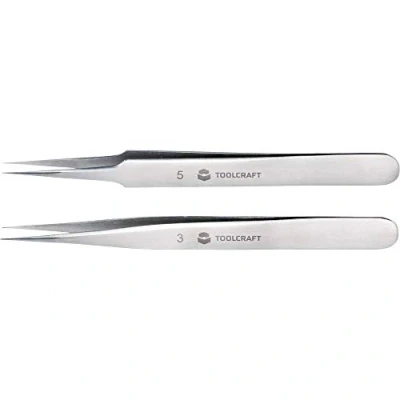 Abbildung von TOOLCRAFT Pinzette Edelstahl Pinzetten Set 120mm 2er