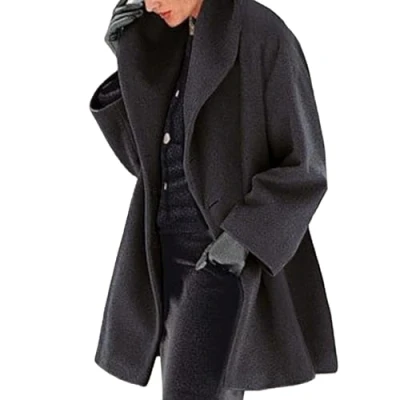Abbildung von Damen Trenchcoats Wintermantel Warme Jacke,Trenchcoats mit Reverskragen, übergroßer Mantel, Peacoat langen Ärmeln für kaltes Wetter