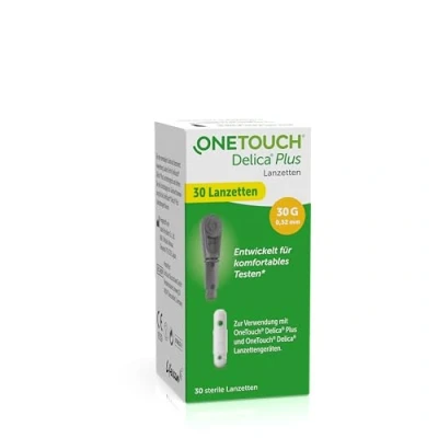 Abbildung von OneTouch® Delica® Plus Lanzetten für Diabetes &amp; Blutzuckermessung I 30 sterile Zuhause oder unterwegs Testen 1 Packung