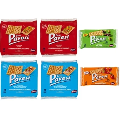 Abbildung von Testpaket Gran pavesi snack crackers salati senza sale pomodoro e oilve 6 stuck Salzgebäck gesalzen + Italian Gourmet polpa 400g