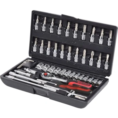 Abbildung von KS TOOLS 918.0648 Steckschlüsseleinsatz Set 48 Sechskant Chrom Vanadium Stahl 1/4 mit Ratschenfunktion
