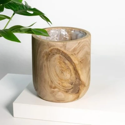 Abbildung von DARO DEKO Holz Blumentopf braun rund Topf A 19 x 20cm mit Einsatz Pflanz Über
