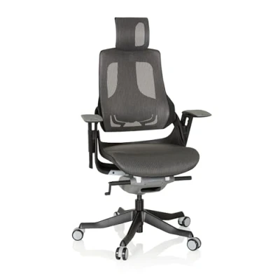 Abbildung von hjh OFFICE 640350 Profi Bürostuhl SPEKTRE Netz Schwarz/Grau ergonomischer Drehstuhl mit Verstellbarer Rückenlehne