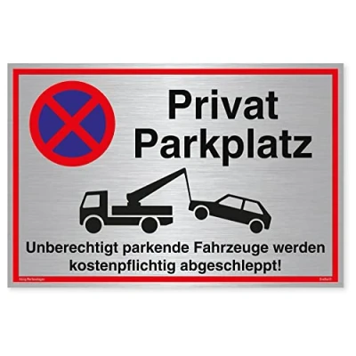 Abbildung von König Werbeanlagen Hinweisschild Schild Privatparkplatz Silber, stabiles Alu mit UV Schutz 30 x 20 cm