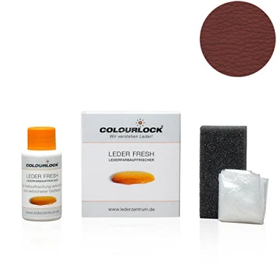 Abbildung von COLOURLOCK® Leder Fresh Tönung Mini 30 ml F Standard Farbe F025 rotbraun (Lederfarbe, Farbauffrischung), beseitigt Schrammen, Ausbleichungen und Abnutzung an Kunstleder