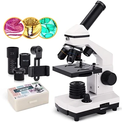 Abbildung von Mikroskop, zusammengesetztes Monokular Mikroskop 40 x 2000 für Kinder, Erwachsene und Studenten, präzises Biowissenschaftsmikroskop mit Kits