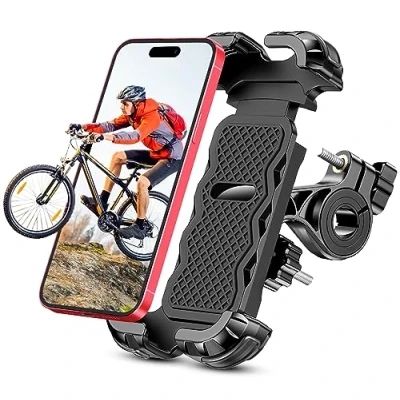 Abbildung von CIRYCASE Handyhalterung Fahrrad, Motorrad, [Vollschutz] [Sicherheitsschloss] Handyhalter Fahrradlenker 360 Drehbar für 4,7 6,8 Zoll Smartphone, Perfekt Roller/Rennrad/MTB/Scooter