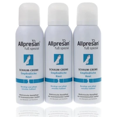 Abbildung von Allpresan Fuß spezial Nr. 1 Schaum Creme für empfindliche Füße Fußcreme zur täglichen Fußpflege empfindlicher Haut, 125 ml (3er Pack)