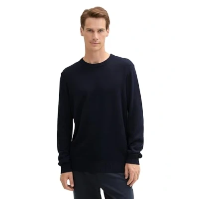 Abbildung von TOM TAILOR Herren Basic Strickpullover mit Streifen,10668 sky captain blue, L