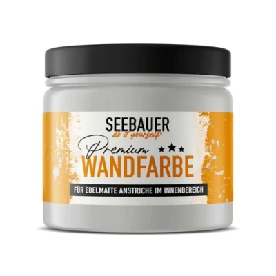 Abbildung von SEEBAUER diy Wandfarbe Grau 300ML für Innen (No. 222 Grey Stone) Edelmatte hellgraue Innenfarbe Grautöne sehr hohe Deckkraft Matt, Abwaschbar und Tropffrei
