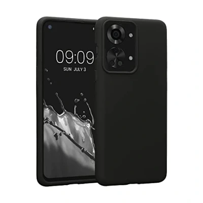 Abbildung von kwmobile Hülle kompatibel mit OnePlus Nord 2T 5G Silikon Handy Case Handyhülle weiche Oberfläche kabelloses Laden Schwarz